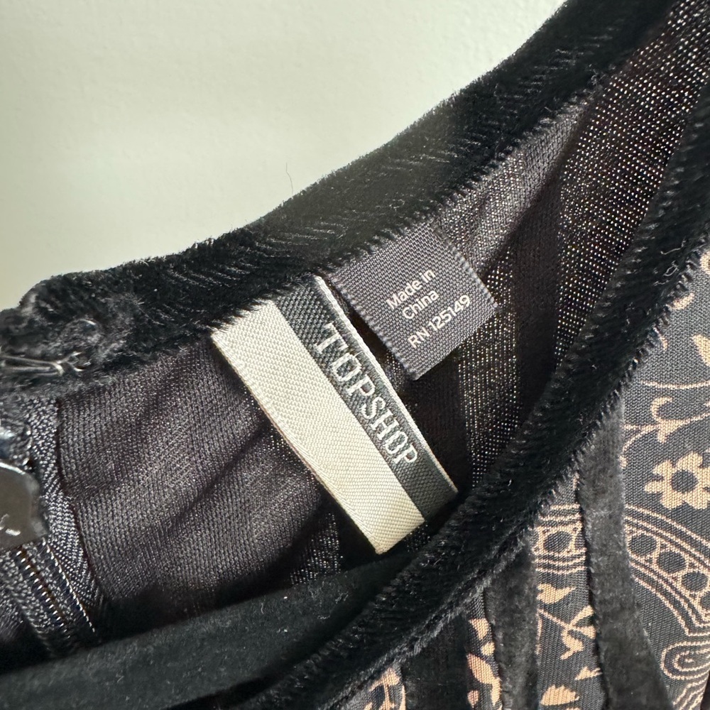 Topshop Jumpsuit Brown/Black Patterned Keyhole - Picture 5 of 6